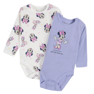 Body s dlouhým rukávem Minnie 2 ks- bílá