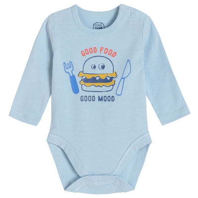 Body s dlouhým rukávem a potiskem- světle modré - 62 LIGHT BLUE