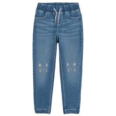 Džíny s výšivkou na kolenou- denim - 92 DENIM