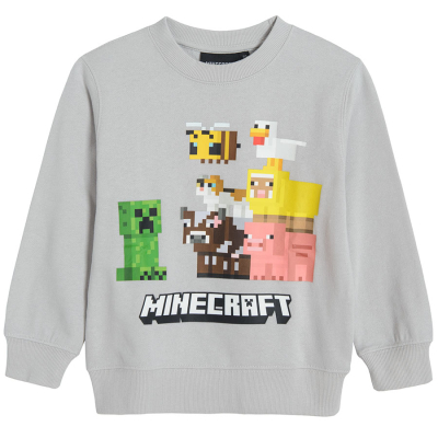 Mikina Minecraft- světle šedá - 110 LIGHT GREY