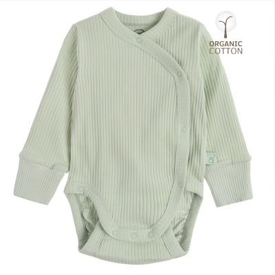 Novorozenecké basic body s dlouhým rukávem- zelené - 44 LIGHT MINT