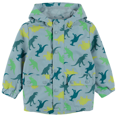 Chlapecká bunda s kapucí a motivem dinosaurů- šedozelená - 92 MIX
