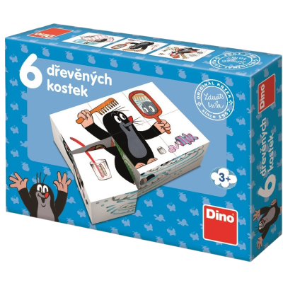 Dino - Dřevěné licenční kostky Krteček 6 kostek