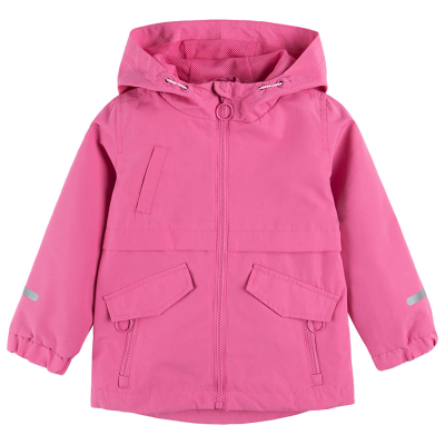 Dívčí bunda s kapucí a reflexními prvky- růžová - 92 FUCHSIA