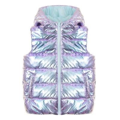 Matalická vesta s kapucí- fialová - 134 SILVER