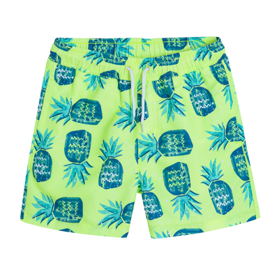 Plavecké šortky s ananasy UV 50- neonově žluté - 134 FLUO YELLOW