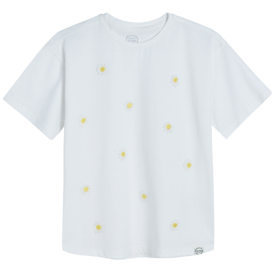 Tričko s krátkým rukávem a aplikací- bílé - 134 WHITE