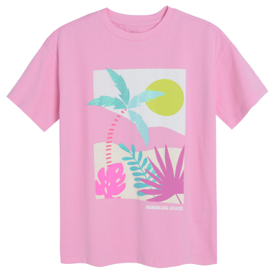 Tričko s krátkým rukávem a potiskem- růžové - 134 PINK
