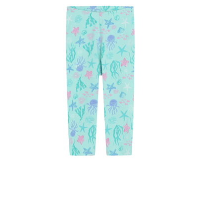 Vzorované 3/4 legíny- tyrkysové - 98 TURQUOISE