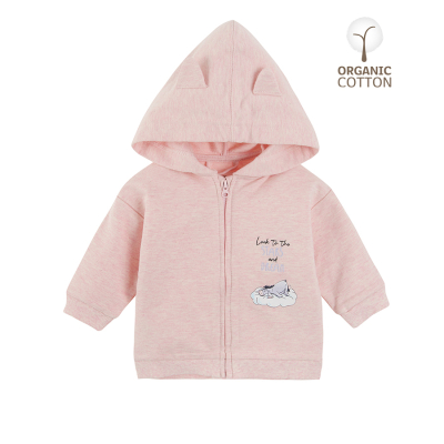 Bavlněná mikina Medvídek Pú- růžová - 62 PINK MELANGE