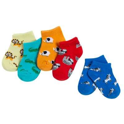 Kotníkové ponožky se zvířátky 5 ks- více barev - 22_24 MIX