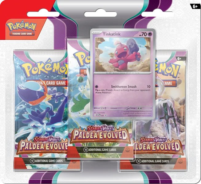 Nintendo Pokémon TCG: SV02 Paldea Evolved - 3 Blister Booster Varianta: Tinkatink