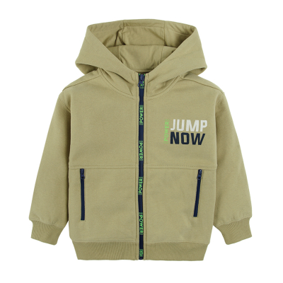 Rozepínací mikina s kapucí- khaki - 92 KHAKI