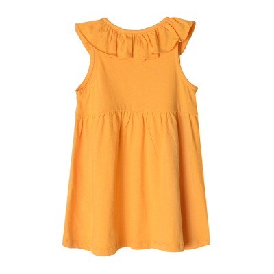 Šaty bez rukávů s volánem a knoflíky- oranžové - 62 YELLOW