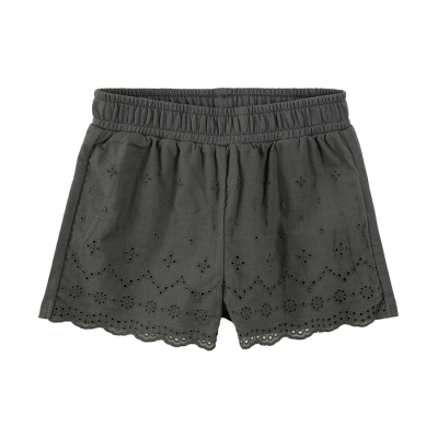 Šortky s elastickým pasem a výšivkou- šedé - 92 GRAPHITE