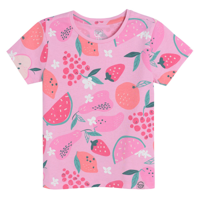Tričko s krátkým rukávem a potiskem- růžové - 92 MIX