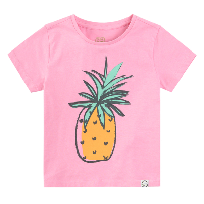 Tričko s krátkým rukávem a potiskem- růžové - 92 PINK