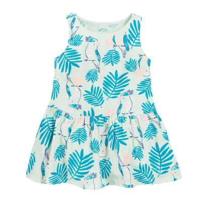 Vzorované šaty bez rukávu- modré - 62 TURQUOISE