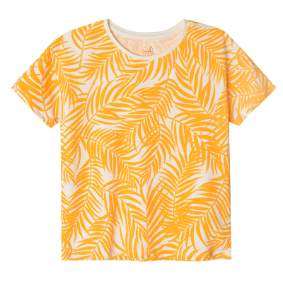 Vzorované tričko s krátkým rukávem- oranžové - 134 MIX