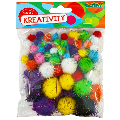 Wiky - Pom pom glitter mix velikostí
