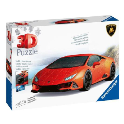 Puzzle 3D Lamborghini Huracán Evo oranžové 108 dílků