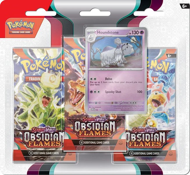 Nintendo Pokémon TCG: Obsidian Flames (SV03) - 3 Blister Booster Varianta: Houndstone