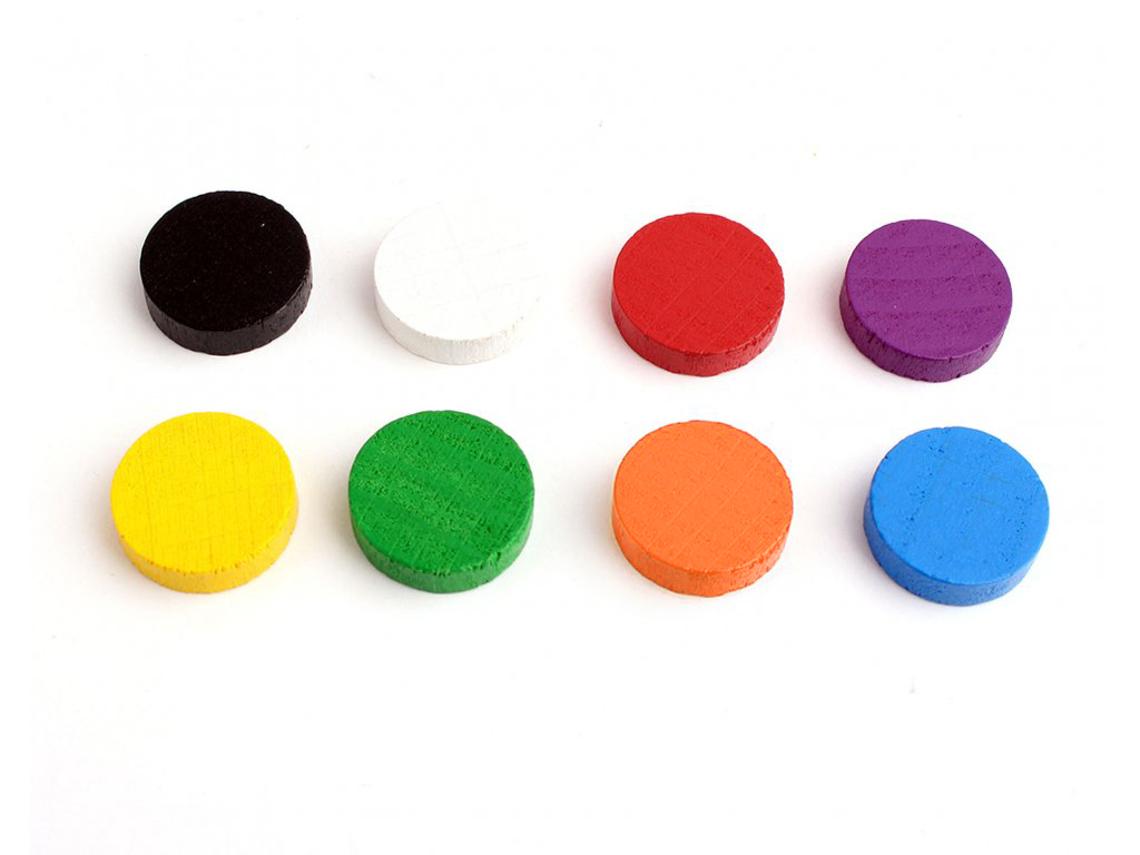 TLAMA games Dřevěné disky 15 mm - žetony (20 ks) Barva: Mix barev
