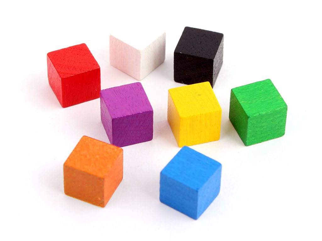 TLAMA games Dřevěné kostičky 10 mm - žetony (20 ks) Barva: Mix barev