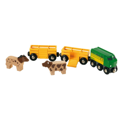 Zemědělský vlak pro přepravu zvířat se 2 vagónky