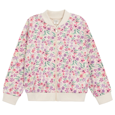Bavlněná květovaná mikina- světle růžová - 98 BEIGE