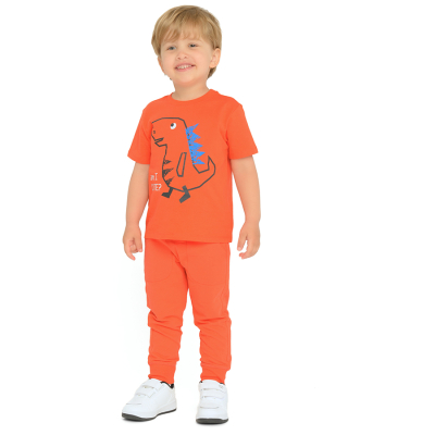 Bavlněné tepláky s nápisem- oranžové - 62 ORANGE