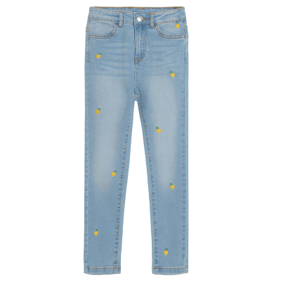 Dívčí džíny s výšivkou- denim - 98 DENIM