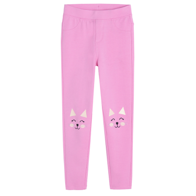 Džegíny s aplikací na kolenou- růžové - 92 PINK