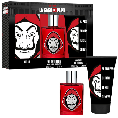 LA CASA DE PAPEL Dárkový set  EDT 100 ml + sprchový gel 150 ml + taška