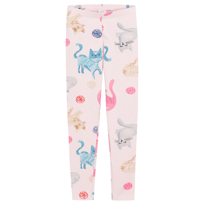 Legíny s motivem koček- světle růžové - 92 PINK