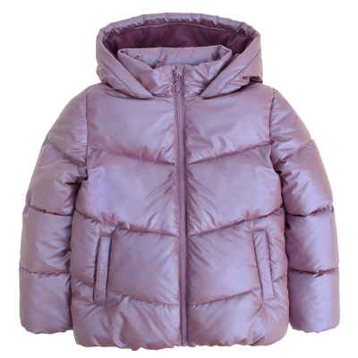 Metalická zimní bunda s kapucí- fialová - 92 MIX