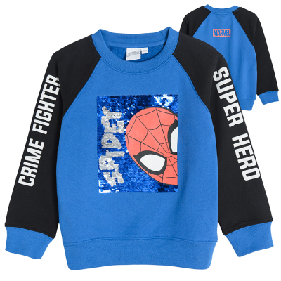 Mikina s flitrovou aplikací Spiderman- modrá - 98 MIX