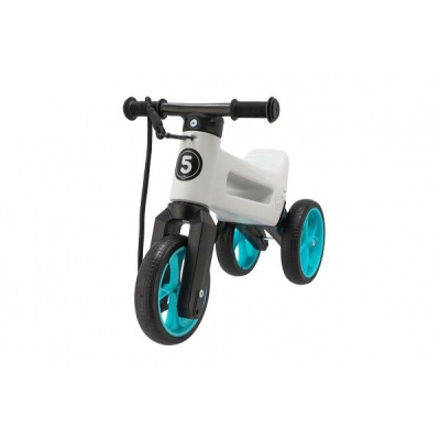 Odrážedlo Funny Wheels Rider SuperSport bílé/tyrkys 2v1 s popruhem