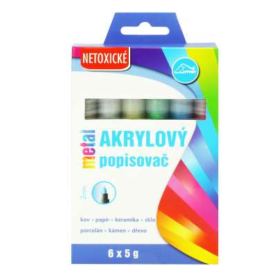 Popisovač akryl 6x5g  metal