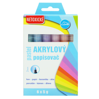 Popisovač akryl 6x5g pastel