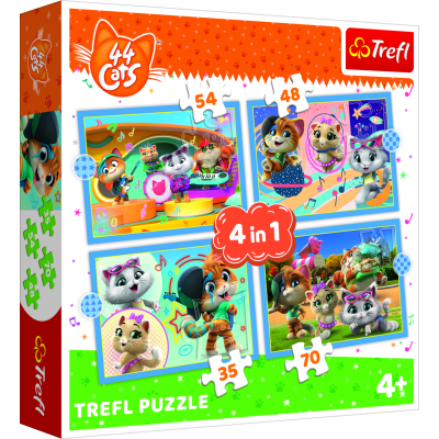 Puzzle Rainbow 44 dílků kočky 4v1