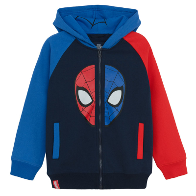 Rozepínací mikina s kapucí Spiderman- modrá - 98 MIX