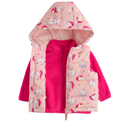 Set mikiny a vesty s kapucí- růžový - 68 MIX