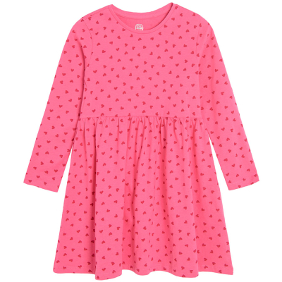 Srdíčkové šaty s dlouhým rukávem- růžové - 92 PINK