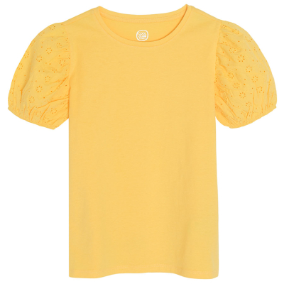 Tričko s krátkým balónovým rukávem- žluté - 146 YELLOW