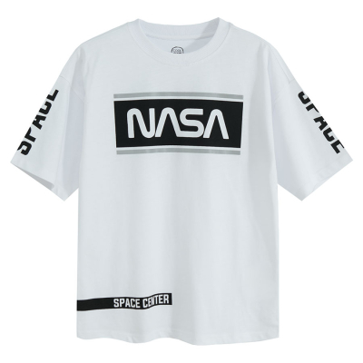 Tričko s krátkým rukávem NASA- bílé - 134 WHITE
