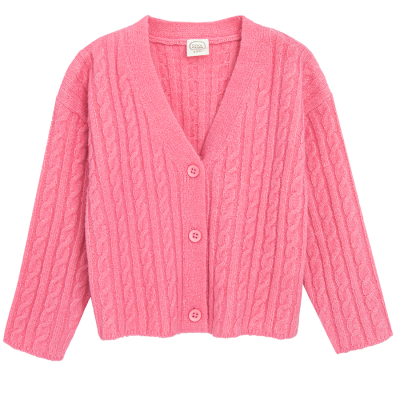 Zapínací svetr- růžový - 98 PINK