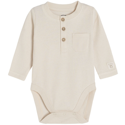 Žebrované body s dlouhým rukávem- béžové - 62 BEIGE