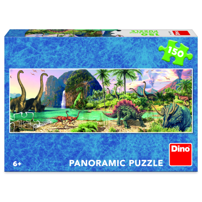 Puzzle 150 dílků panoramic Dinosauři u jezera