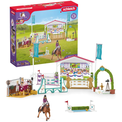 Schleich 42440 Turnajové závodiště s koníky a ošetřovatelkami s pohyblivými klouby